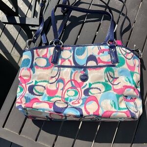 Coach Ikat Signature Tote/Shoulder Bag with Retro Design, Multicolor (F24444)